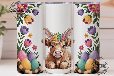 Easter Highland Cow Calf 20oz Tumbler Sublimation sassyprint 