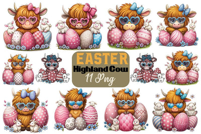 Easter Highland Cow Png Bundle SVG Angelina750 