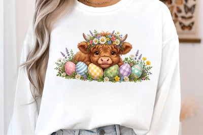 Easter Highland Cow PNG Sublimation designmaster24 