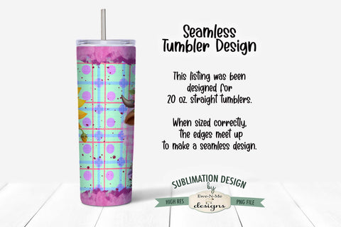 Easter Highland Cow with Sunflower 20 oz Seamless Tumbler Wrap Design Sublimation Ewe-N-Me Designs 