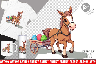 Easter Horse Clipart Sublimation artnoy 
