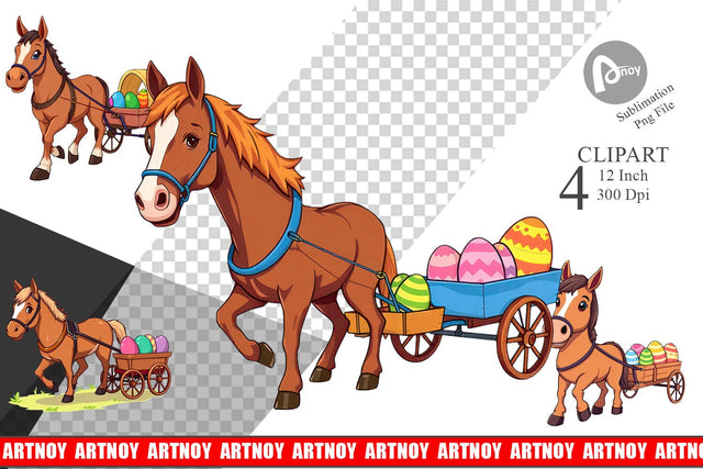 Easter Horse Clipart Sublimation artnoy 