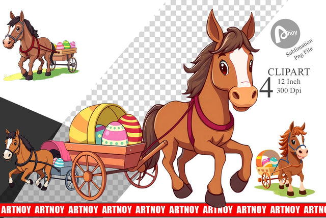 Easter Horse Clipart Sublimation artnoy 