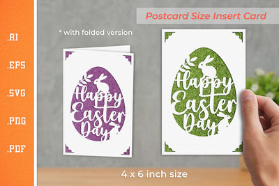 Easter Insert Card Paper Cut SVG 1 - Postcard Size SVG Slim Studio 
