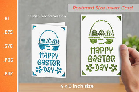 Easter Insert Card Paper Cut SVG 2 - Postcard Size SVG Slim Studio 