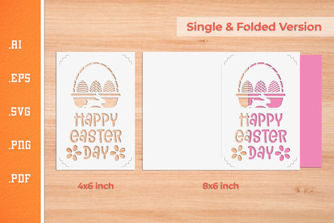 Easter Insert Card Paper Cut SVG 2 - Postcard Size SVG Slim Studio 