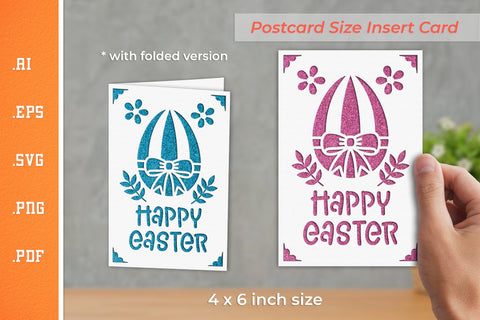 Easter Insert Card Paper Cut SVG 3 - Postcard Size SVG Slim Studio 