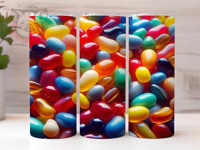 Easter Jellybean Candy Tumbler, Easter Theme, Colorful Candy Design, Festive Holiday Wrap, Sweet Treat Style, Playful Seamless Print, Spring Celebration, 20Oz Tumbler, Sublimation Sublimation Lara' s Designs 