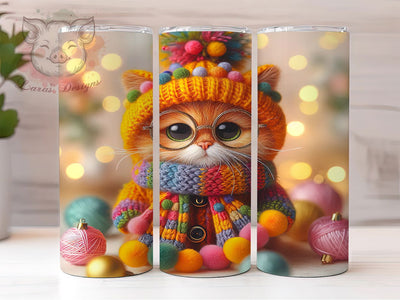 Easter Kawaii Cat 20oz Tumbler, Kawaii Cat, Cute Glasses, Holiday Design, 20oz Wrap, Sublimation Design, PNG File Sublimation Lara' s Designs 