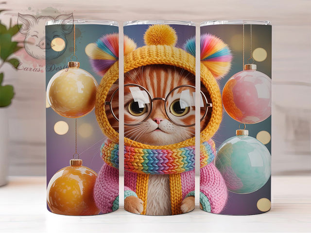 Easter Kawaii Cat 20oz Tumbler, Kawaii Cat, Cute Glasses, Holiday Design, 20oz Wrap, Sublimation Design, PNG File Sublimation Lara' s Designs 