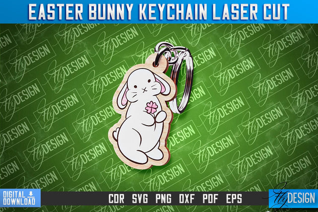 Easter Keychain Design | Easter Bunny Keychain Laser Cut | Happy Easter | CNC File SVG Fly Design 