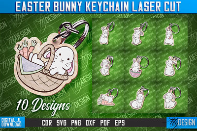 Easter Keychain Design |Easter Bunny Keychain Laser Cut | Happy Easter | CNC File SVG Fly Design 