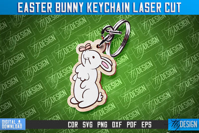 Easter Keychain Design | Easter Bunny Keychain Laser Cut | Happy Easter | CNC File SVG Fly Design 