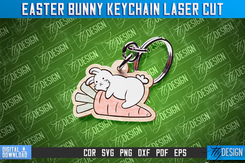 Easter Keychain Design |Easter Bunny Keychain Laser Cut | Happy Easter | CNC File SVG Fly Design 