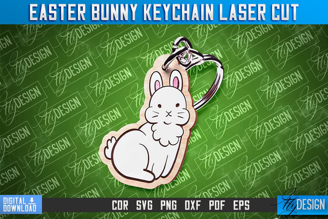 Easter Keychain Design | Easter Bunny Keychain Laser Cut | Happy Easter | CNC File SVG Fly Design 