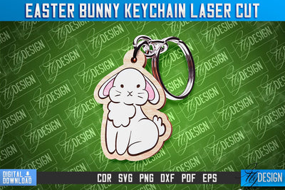 Easter Keychain Design | Easter Bunny Keychain Laser Cut | Happy Easter | CNC File SVG Fly Design 