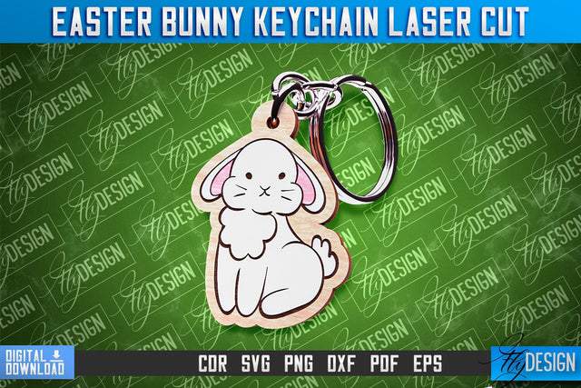 Easter Keychain Design | Easter Bunny Keychain Laser Cut | Happy Easter | CNC File SVG Fly Design 