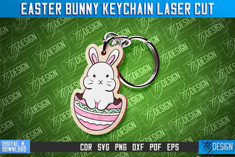 Easter Keychain Design |Easter Bunny Keychain Laser Cut | Happy Easter | CNC File SVG Fly Design 