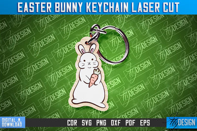 Easter Keychain Design | Easter Bunny Keychain Laser Cut | Happy Easter | CNC File SVG Fly Design 