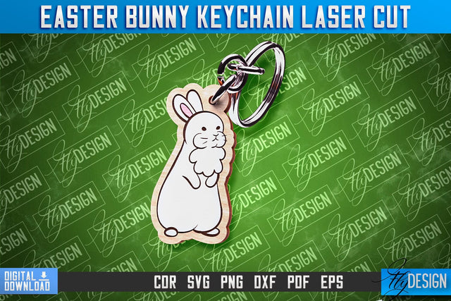 Easter Keychain Design | Easter Bunny Keychain Laser Cut | Happy Easter | CNC File SVG Fly Design 