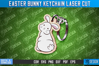 Easter Keychain Design | Easter Bunny Keychain Laser Cut | Happy Easter | CNC File SVG Fly Design 