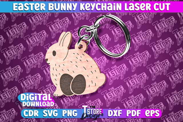 Easter Keychain Design | Easter Bunny Keychain Laser Cut | Happy Easter | CNC File SVG The T Store Design 