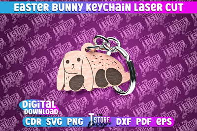 Easter Keychain Design | Easter Bunny Keychain Laser Cut | Happy Easter | CNC File SVG The T Store Design 