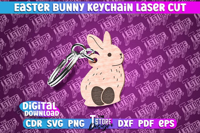 Easter Keychain Design | Easter Bunny Keychain Laser Cut | Happy Easter | CNC File SVG The T Store Design 