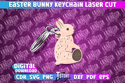 Easter Keychain Design | Easter Bunny Keychain Laser Cut | Happy Easter | CNC File SVG The T Store Design 