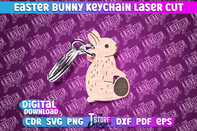 Easter Keychain Design | Easter Bunny Keychain Laser Cut | Happy Easter | CNC File SVG The T Store Design 