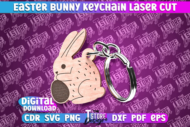 Easter Keychain Design | Easter Bunny Keychain Laser Cut | Happy Easter | CNC File SVG The T Store Design 