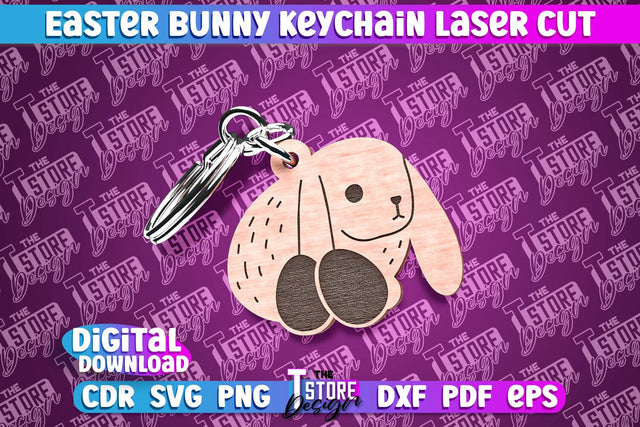 Easter Keychain Design | Easter Bunny Keychain Laser Cut | Happy Easter | CNC File SVG The T Store Design 
