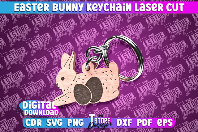 Easter Keychain Design | Easter Bunny Keychain Laser Cut | Happy Easter | CNC File SVG The T Store Design 