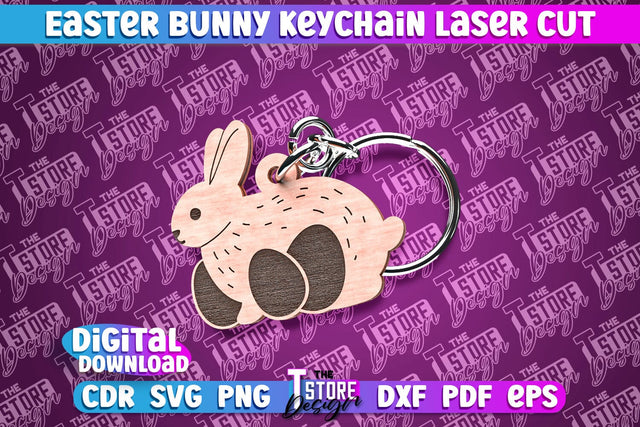 Easter Keychain Design | Easter Bunny Keychain Laser Cut | Happy Easter | CNC File SVG The T Store Design 