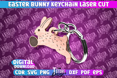 Easter Keychain Design | Easter Bunny Keychain Laser Cut | Happy Easter | CNC File SVG The T Store Design 
