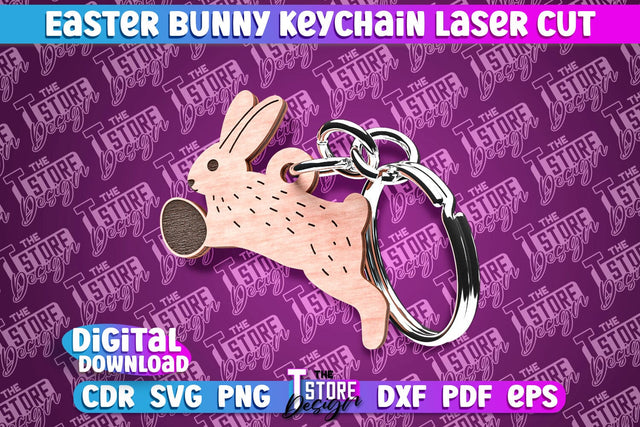 Easter Keychain Design | Easter Bunny Keychain Laser Cut | Happy Easter | CNC File SVG The T Store Design 