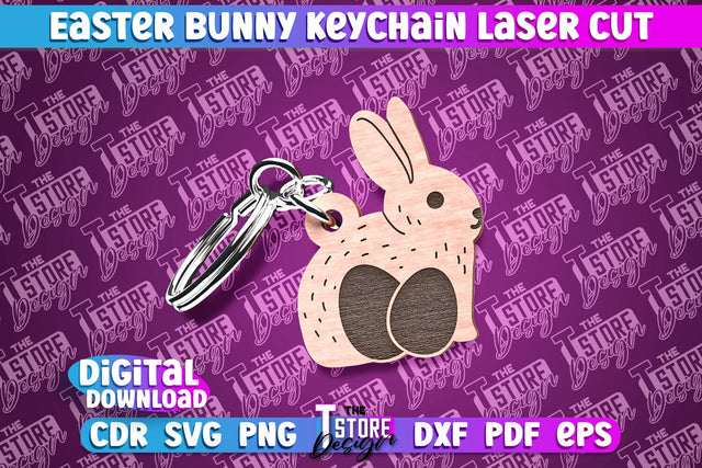 Easter Keychain Design | Easter Bunny Keychain Laser Cut | Happy Easter | CNC File SVG The T Store Design 