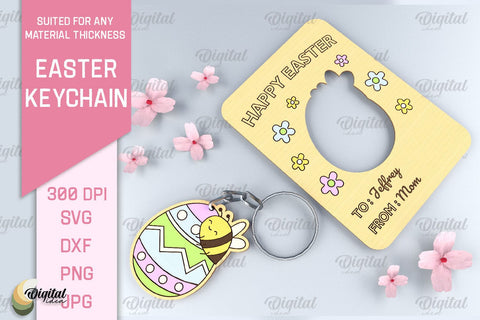 Easter Keychain SVG Bundle. Easter Keyring Laser Cut SVG Evgenyia Guschina 