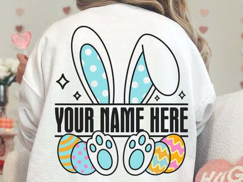 Easter kids svg, easter name svg, bunny ears svg, boy girl easter svg, bunny name svg, custom easter svg, glitter easter bunny coquette svg SVG DesignDestine 
