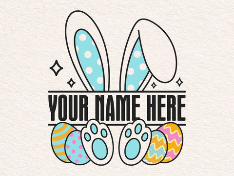 Easter kids svg, easter name svg, bunny ears svg, boy girl easter svg, bunny name svg, custom easter svg, glitter easter bunny coquette svg SVG DesignDestine 