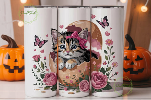 Easter Kitten 20oz Tumbler Wrap Sublimation PixelChick 