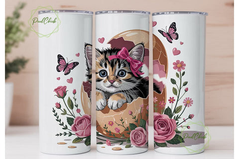 Easter Kitten 20oz Tumbler Wrap Sublimation PixelChick 