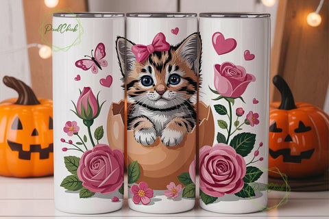 Easter Kitten 20oz Tumbler Wrap Sublimation PixelChick 