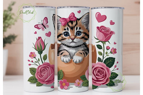 Easter Kitten 20oz Tumbler Wrap Sublimation PixelChick 