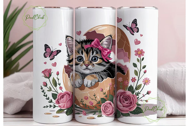 Easter Kitten 20oz Tumbler Wrap Sublimation PixelChick 