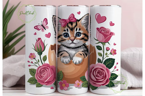 Easter Kitten 20oz Tumbler Wrap Sublimation PixelChick 