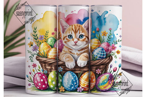 Easter Kitten Basket 20oz Tumbler Wrap Sublimation sassyprint 