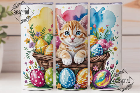 Easter Kitten Basket 20oz Tumbler Wrap Sublimation sassyprint 