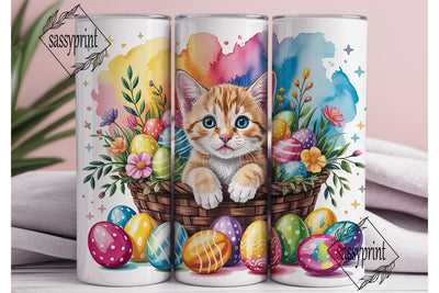 Easter Kitten Basket 20oz Tumbler Wrap Sublimation sassyprint 