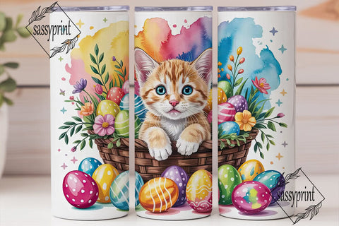 Easter Kitten Basket 20oz Tumbler Wrap Sublimation sassyprint 